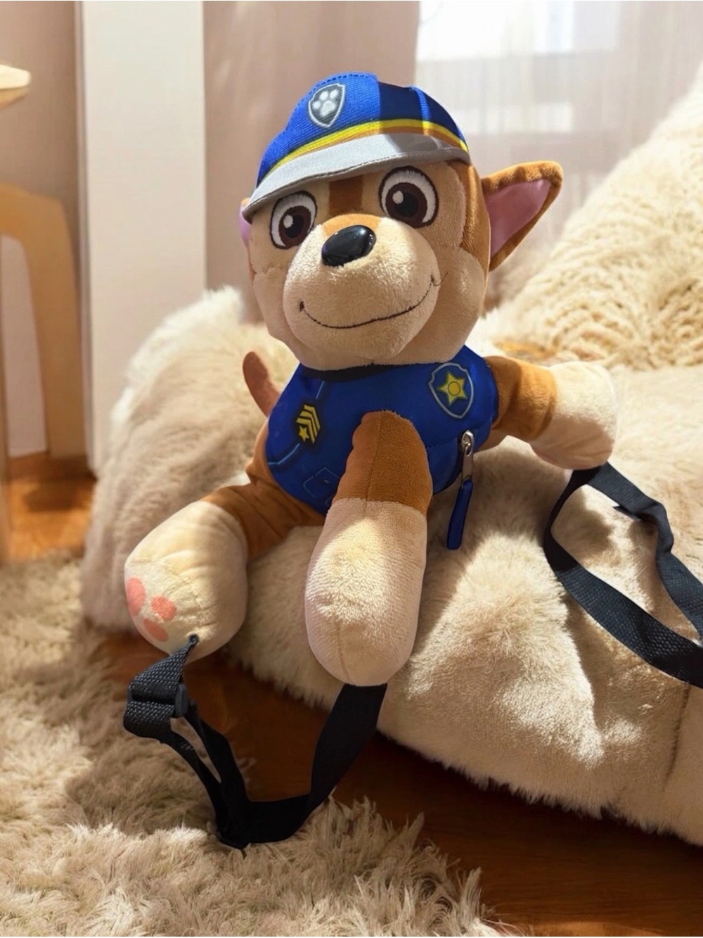Paw Patrol Chase Plush Backpack - Blue and Brown
